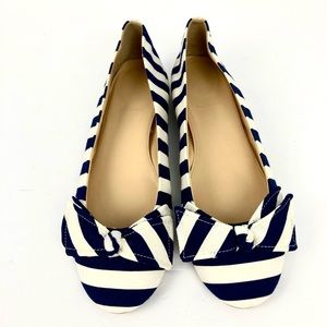 New J Crew  navy and white stripe flat shoe Women’s 9.5